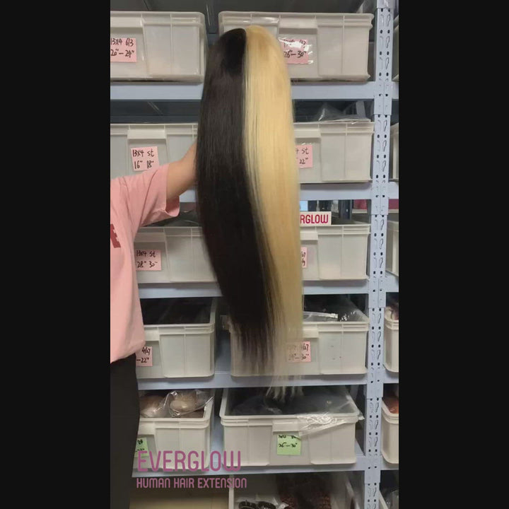 Half 613 Half Black Color Straight 13x4 Lace Frontal Wig