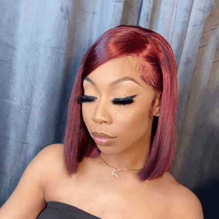 Burgundy Straight Bob 13x4 Lace Frontal Wig EverGlow Human Hair