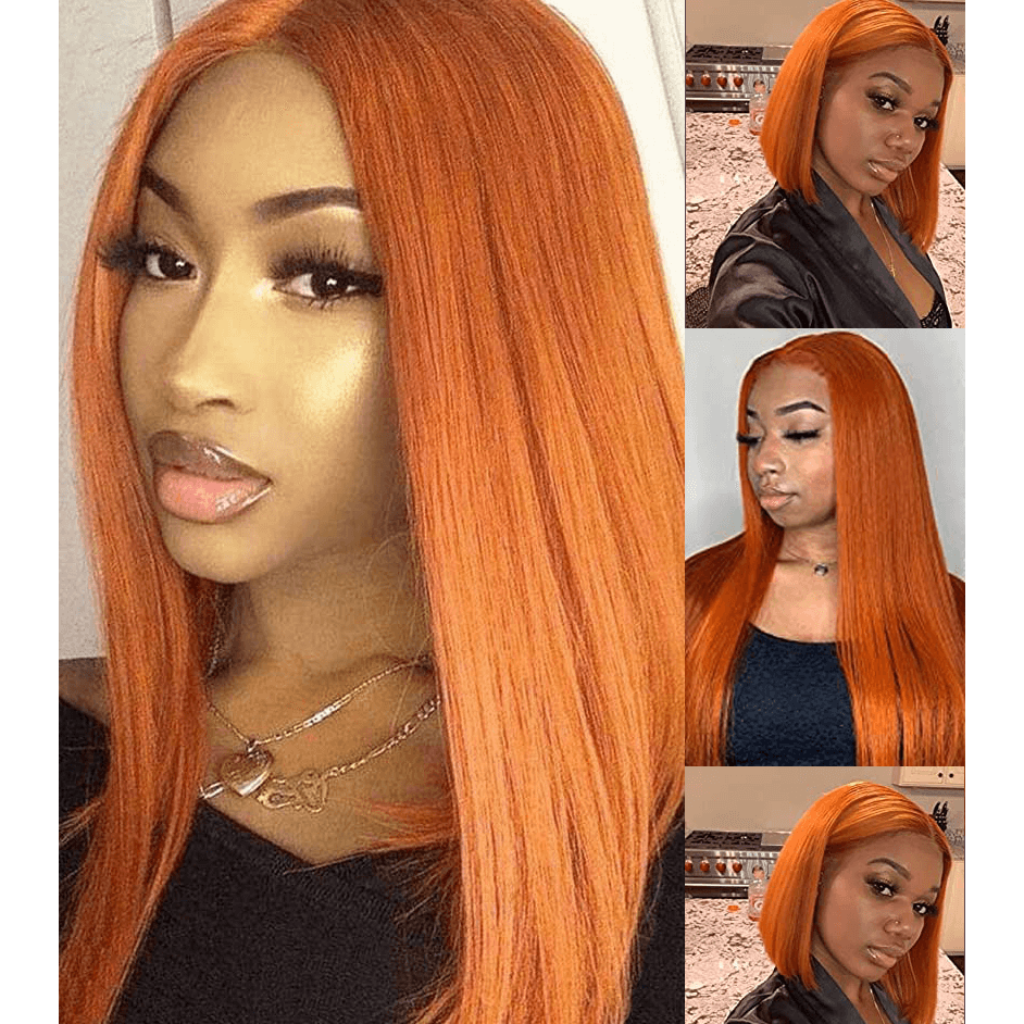 Fashion Orange Color Straight 13x6 Lace Front Wig - EVERGLOW HAIR