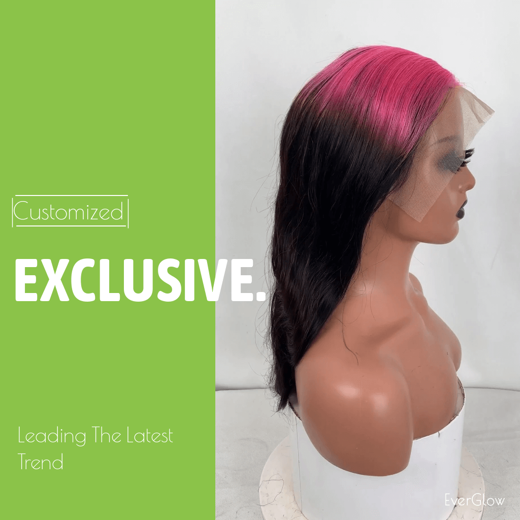 Sparkle Roots Pink/Black Body Wave 13x4 Lace Frontal Wig