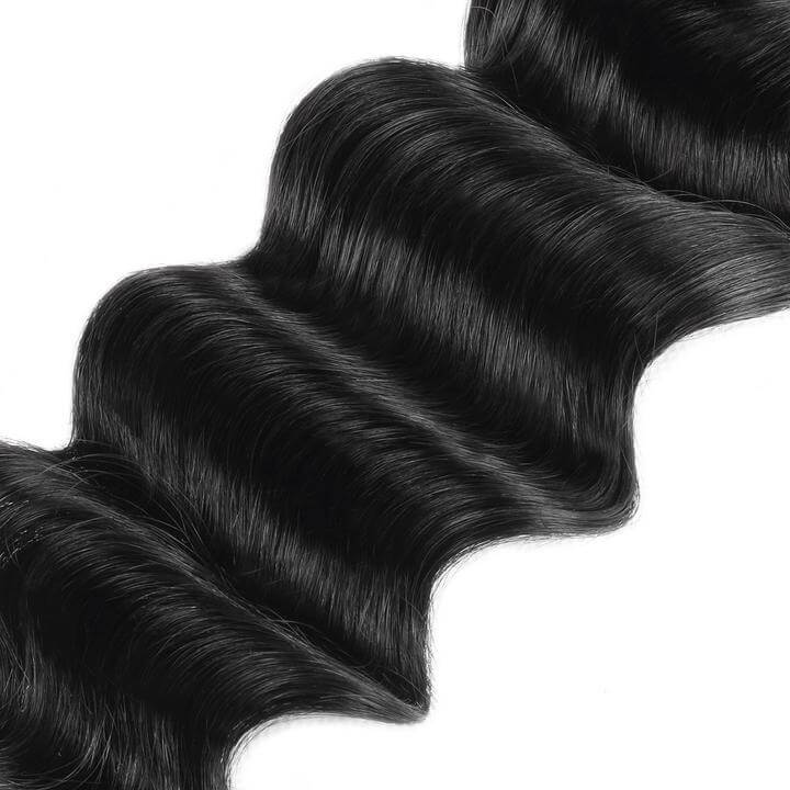 Brazilian Loose Deep Wave 4 Bundles Natural Black EverGlow Remy Human Hair Extensions - EVERGLOW HAIR