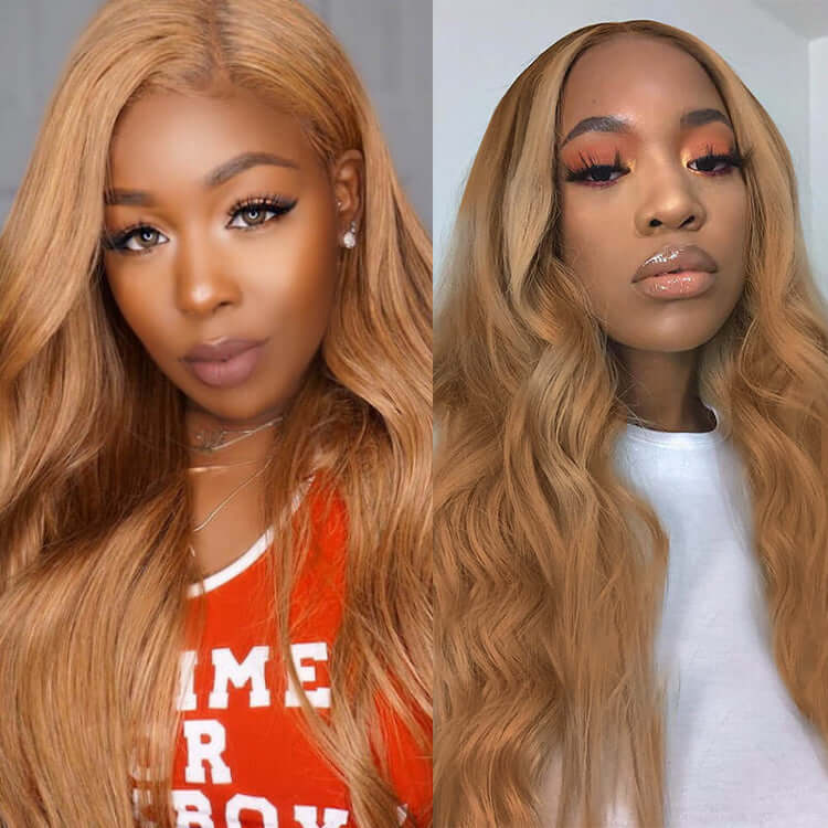Honey Blonde Color 13X4 Lace Frontal Body Wave Wig EverGlow Human Hair - EVERGLOW HAIR