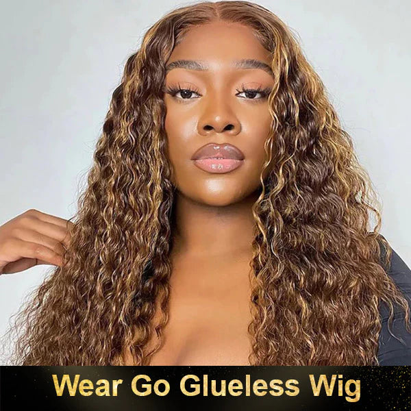 Wear Go Wig | Highlight P4/27 Color Glueless HD Lace Closure Pre-cut Deep Wave Wig