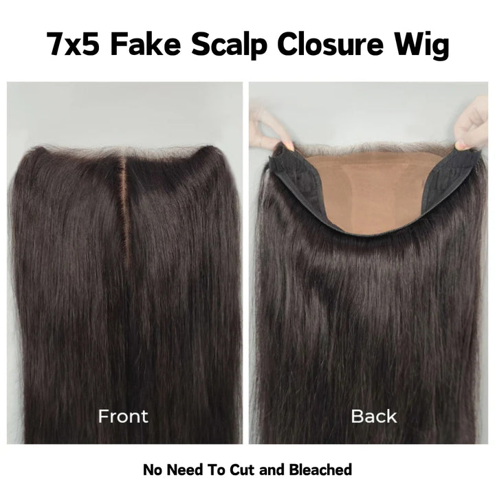 Fake Scalp | Glueless 7x5 Zero Knots Straight Wig