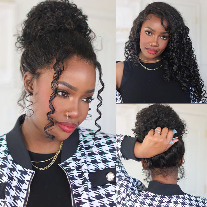 360 Lace Deep Wave Wig Natural Black EverGlow Human Hair