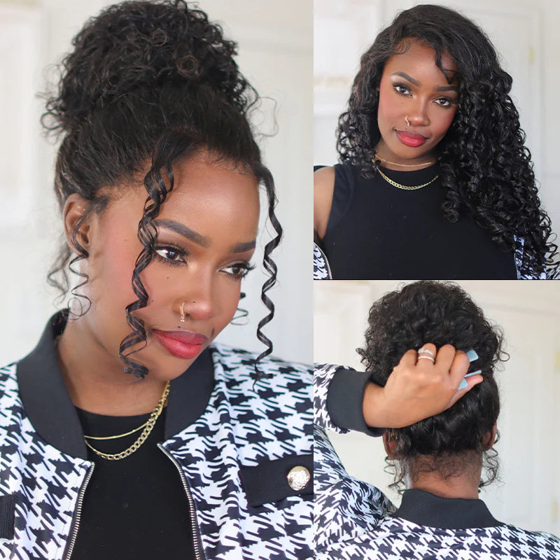 Invisi Drawstring 360 | Wear&Go 360 Lace Water Wave Wig Natural Black Pre-Everything