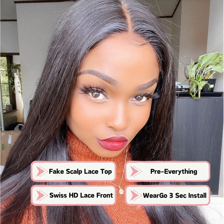 New In Bomb | Muti-Color HD Fake Scalp Wear&Go Straight 7x5/9x6 Lace Wig Zero Knots