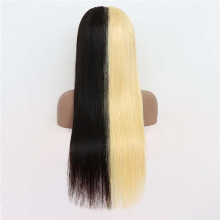 Half 613 Half Black Color Straight 13x4 Lace Frontal Wig - EVERGLOW HAIR