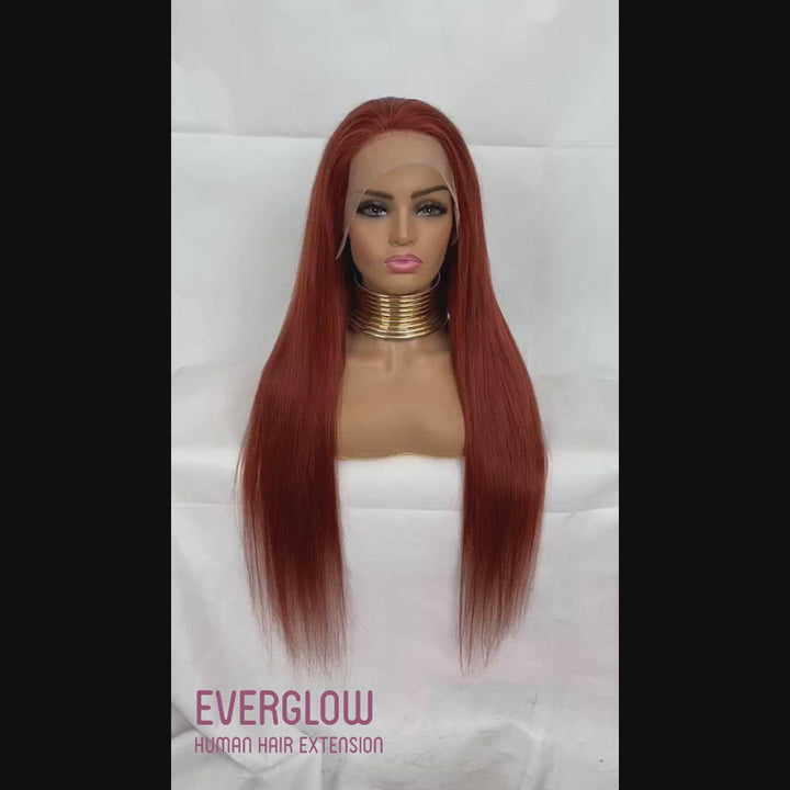 Dark Ginger Color Straight Lace Wig