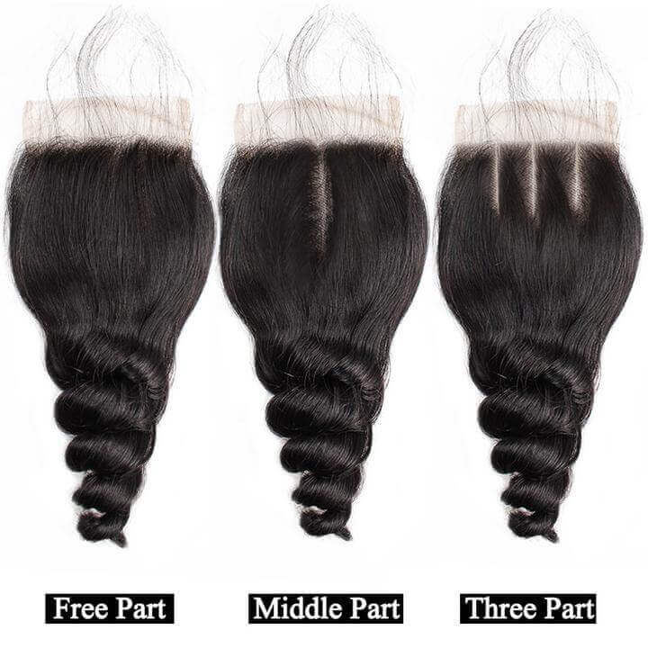 Loose Wave 3 Bundles with 4*4 Lace Closure Brazilian Unprocessed Virgin Human Hair 10A Grade