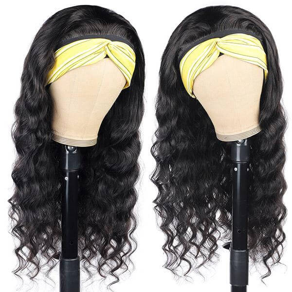 Loose Wave Headband Wig Natural Black EverGlow Human Hair Wig - EVERGLOW HAIR