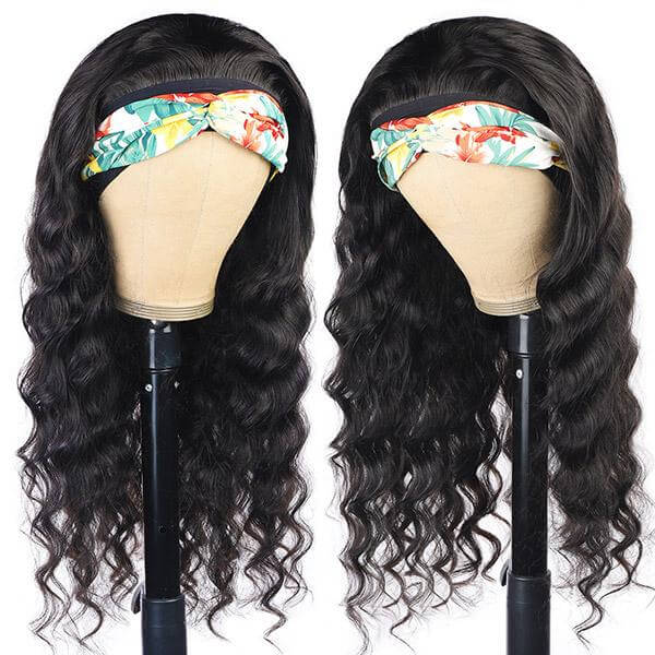 Loose Wave Headband Wig Natural Black EverGlow Human Hair Wig - EVERGLOW HAIR