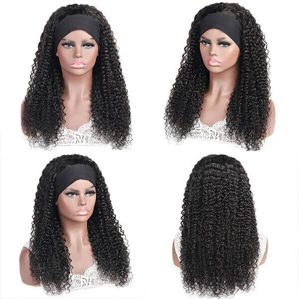 Curly Headband Wig Natural Black EverGlow Human Hair - EVERGLOW HAIR