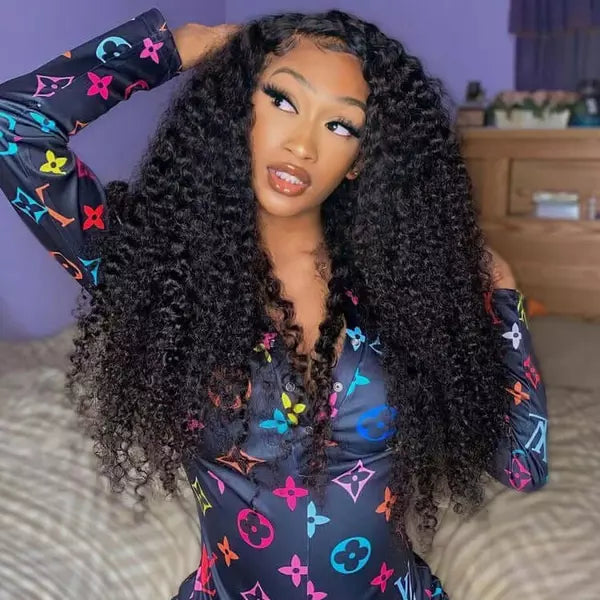 Brazilian High Density Kinky Curly 13x4 Lace Frontal Wig Natural Black EverGlow Human Hair - EVERGLOW HAIR