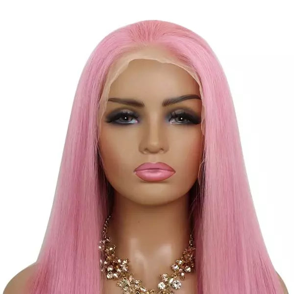 Baby Pink Color Straight 13X4 Lace Front Wig EverGlow Human Hair - EVERGLOW HAIR