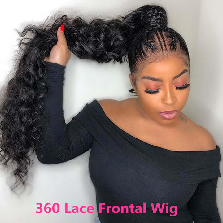 360 Lace Loose Deep Wave Wig Natural Black EverGlow Human Hair