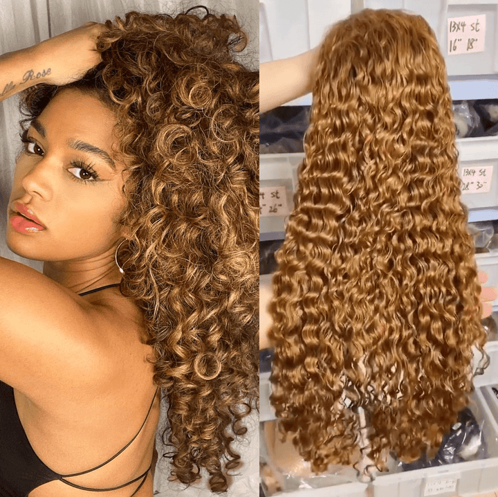 Chestnut Brown #8 Water Wave 13x4 Lace Frontal Wig - EVERGLOW HAIR