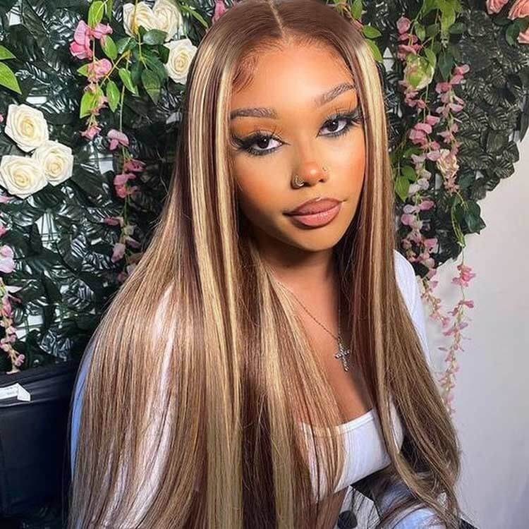 Customized Highlight Piano 613/Brown Straight 13x4 Lace Frontal Wig - EVERGLOW HAIR