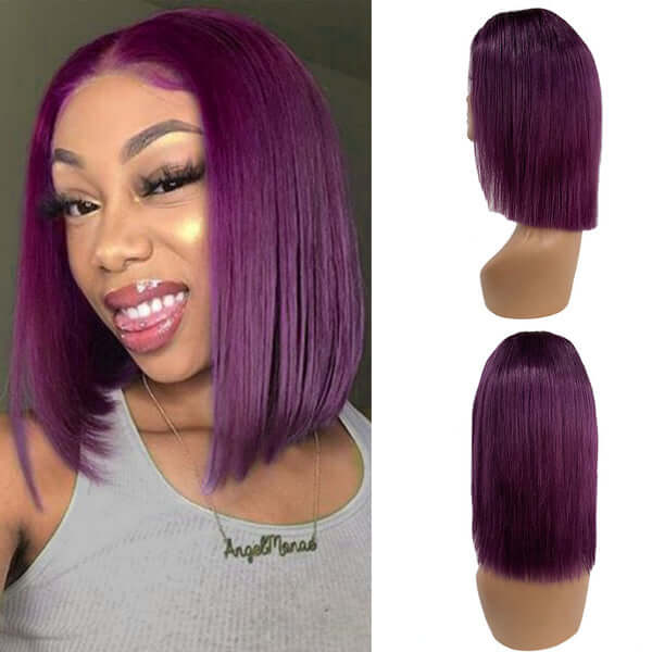 Grape Purple Straight Bob Lace Wig EverGlow Human Hair