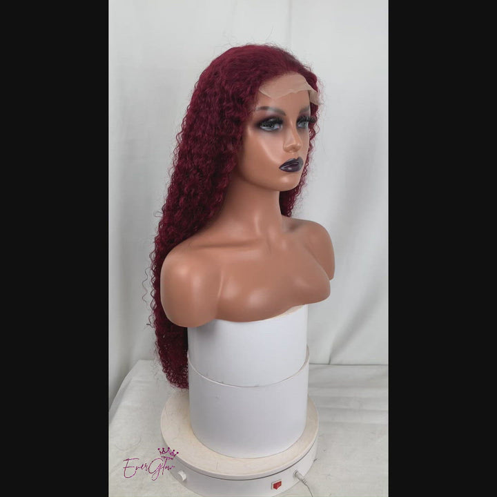 Burgundy 99J Kinky Curly 13x4 Lace Frontal/4x4 Lace Closure Wig