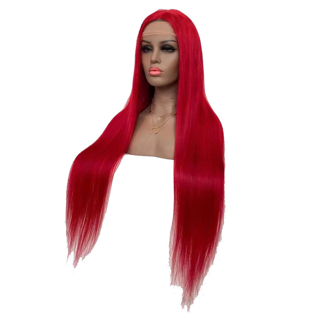 Hot Red Color Straight 13X4 Lace Frontal Wig - EVERGLOW HAIR