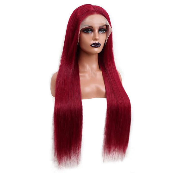 Mystery Burgundy Color Straight 13x4 Lace Frontal/4x4 Lace Closure/T-part Wig - EVERGLOW HAIR