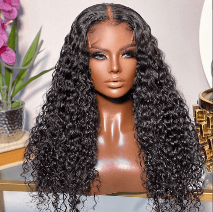 HD Undetectable 5x5 Lace Closure Deep Wave Wig Natural Black - EVERGLOW HAIR