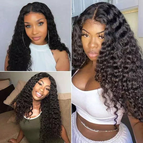 Brazilian Deep Wave High Density 13x4 Lace Frontal Wig Natural Black - EVERGLOW HAIR