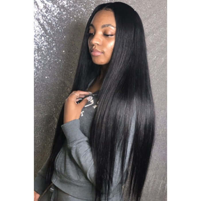 Super Thick Straight Natural Black 13x4 Lace Frontal/T-part Wig