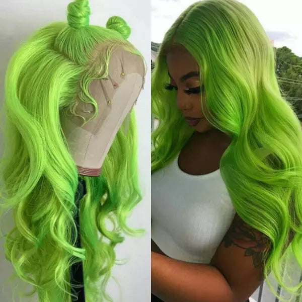 Spring Green Color 13X4 Lace Front Straight/Body Wave Wig EverGlow Human Hair - EVERGLOW HAIR