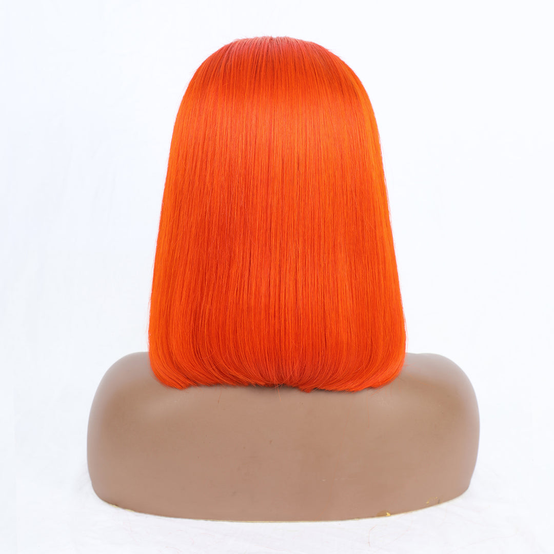Fashion Orange Straight Bob 13x4 Lace Frontal Wig