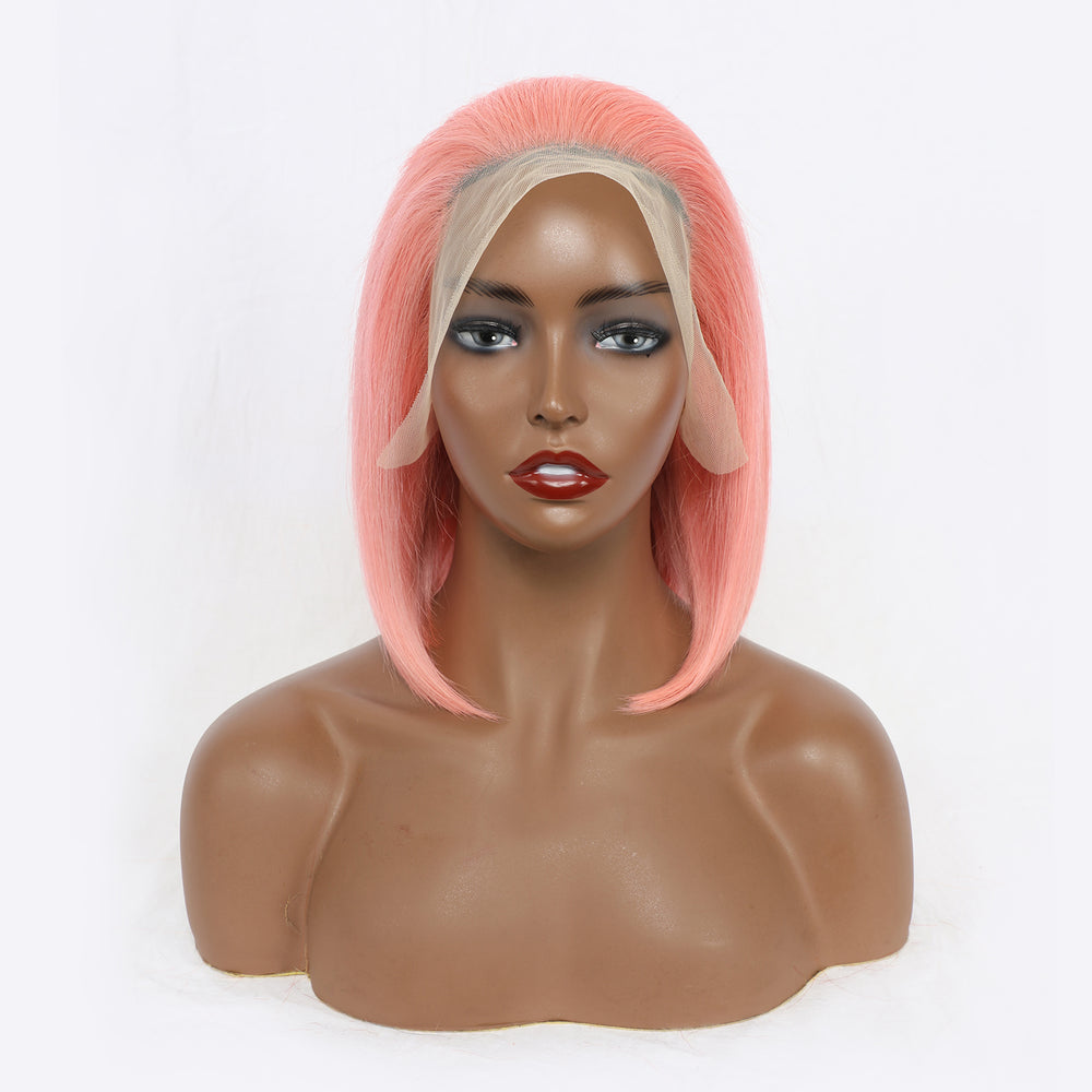 Baby Pink Color 13x4 Lace Frontal Bob Wig - EVERGLOW HAIR