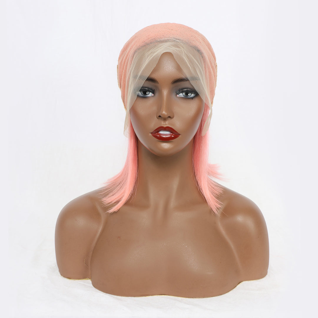 Baby Pink Color 13x4 Lace Frontal Bob Wig - EVERGLOW HAIR