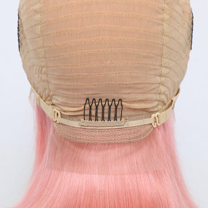 Baby Pink Color 13x4 Lace Frontal Bob Wig - EVERGLOW HAIR