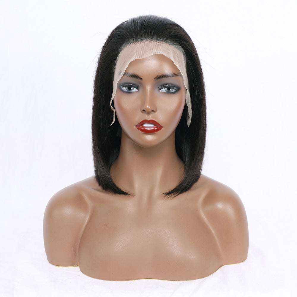 Straight Bob 13x4 Lace Frontal Wig Natural Black EverGlow Human Hair - EVERGLOW HAIR