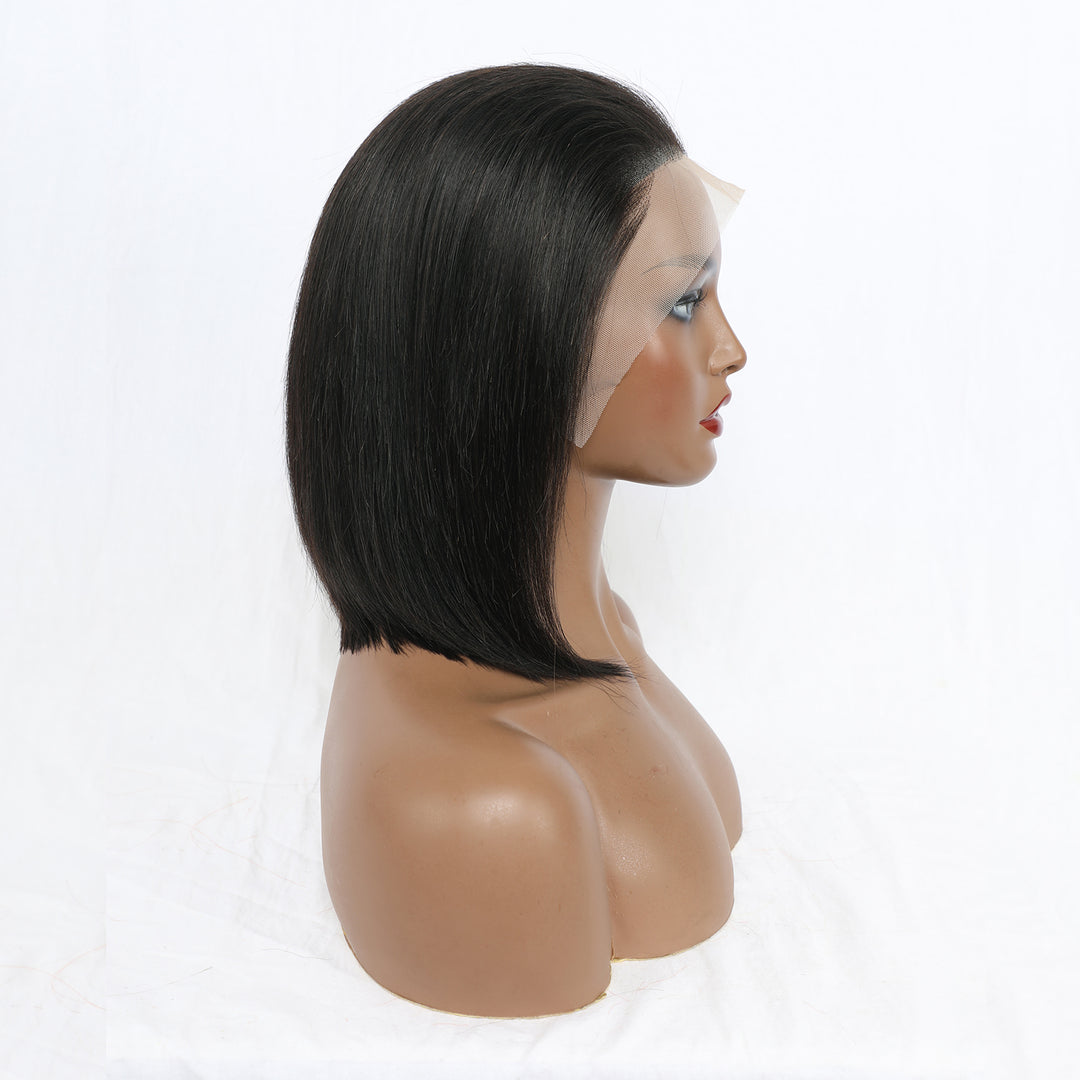 Straight Bob 13x4 Lace Frontal Wig Natural Black EverGlow Human Hair - EVERGLOW HAIR
