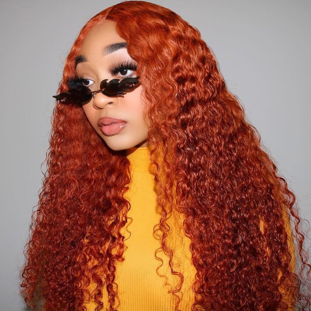 Fashion Orange Color Jerry Curly Lace Front Wig - EVERGLOW HAIR