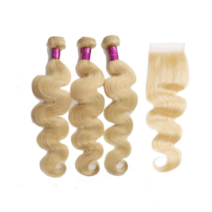 613 Body Wave 3 Bundles With 4*4 Lace Closure EverGlow Human Hair - EVERGLOW HAIR