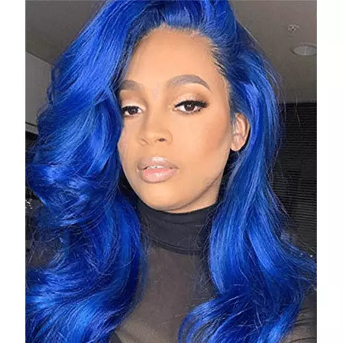 Sky Dark Blue Color Body Wave 13X4/4*4/T-part Lace Front Wig EverGlow Human Hair - EVERGLOW HAIR