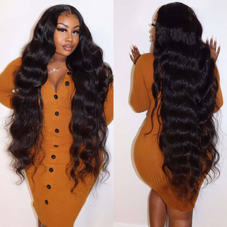 Super Long Length Body Wave 13x4 Lace Front Wig Natural Black EverGlow Human Hair - EVERGLOW HAIR