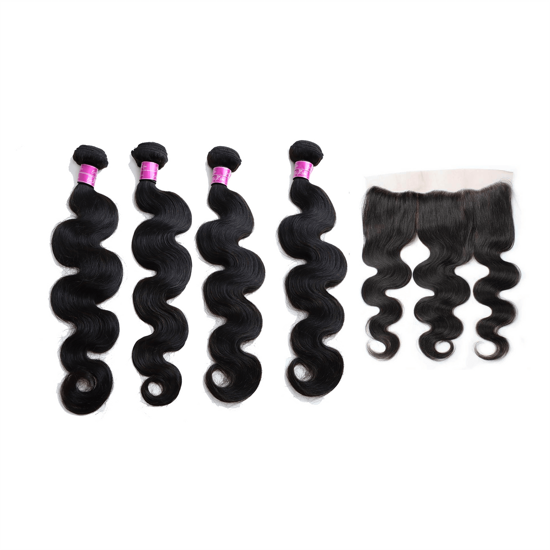 Body Wave 4 Bundles with 13*4 Lace Frontal Brazilian Unprocessed Virgin Human Hair 10A Grade - EVERGLOW HAIR
