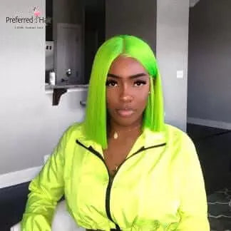 Spring Green Color Straight 13X4/4X4/T-part Lace Front Wig EverGlow Human Hair - EVERGLOW HAIR