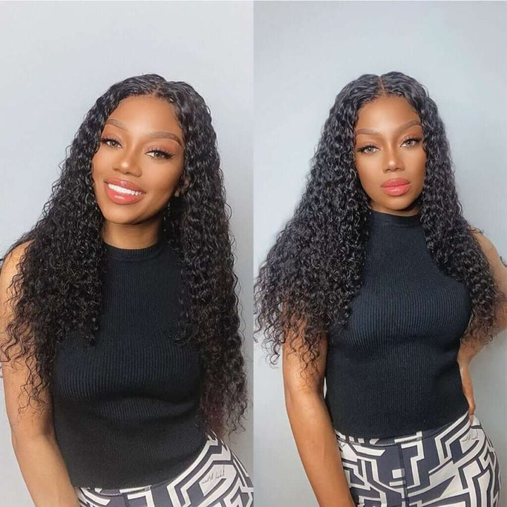 Brazilian Jerry Curly Natural Black 4x4/5x5 Lace Closure Wig - EVERGLOW HAIR