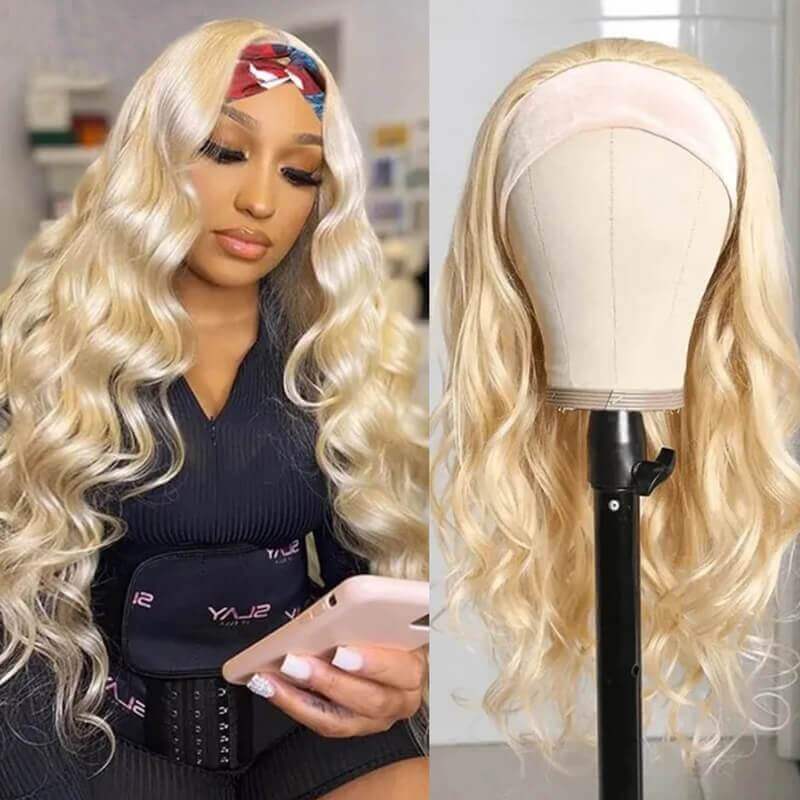 Brazilian Natural Wave Velvet Headband Wigs 613 Colored EverGlow Human Hair Wig - EVERGLOW HAIR