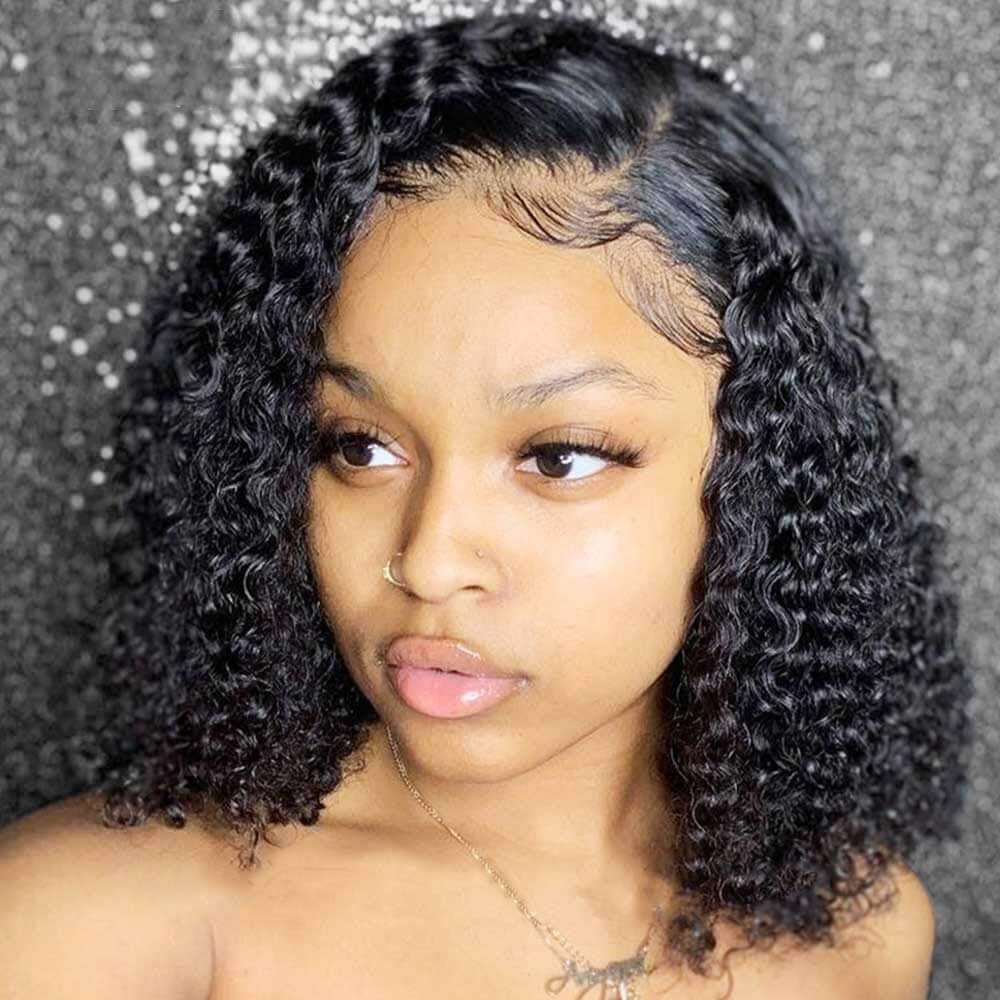 Brazilian Jerry Curly 13x6 Lace Front Wig Natural Black EverGlow Human Hair - EVERGLOW HAIR