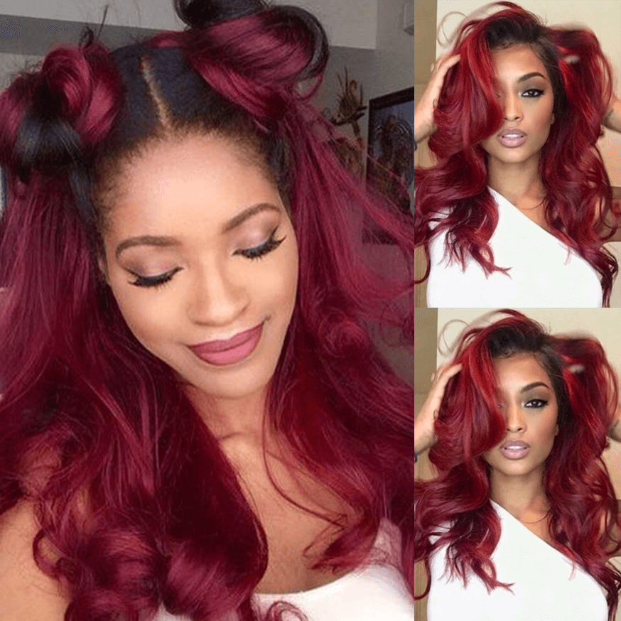 Customized Ombre Color 13X4 Lace Front EverGlow Human Hair Wig 1b/99j - EVERGLOW HAIR