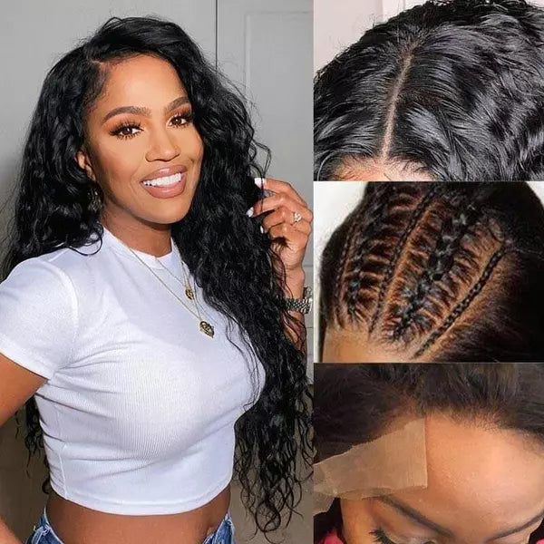 Brazilian High Density Water Wave13x4 Lace Front Wig Natural Black EverGlow Human Hair - EVERGLOW HAIR