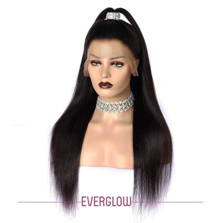 Brazilian Silky Straight 13x6 T part Invisible Lace Front Wig Natural Black EverGlow Human Hair - EVERGLOW HAIR