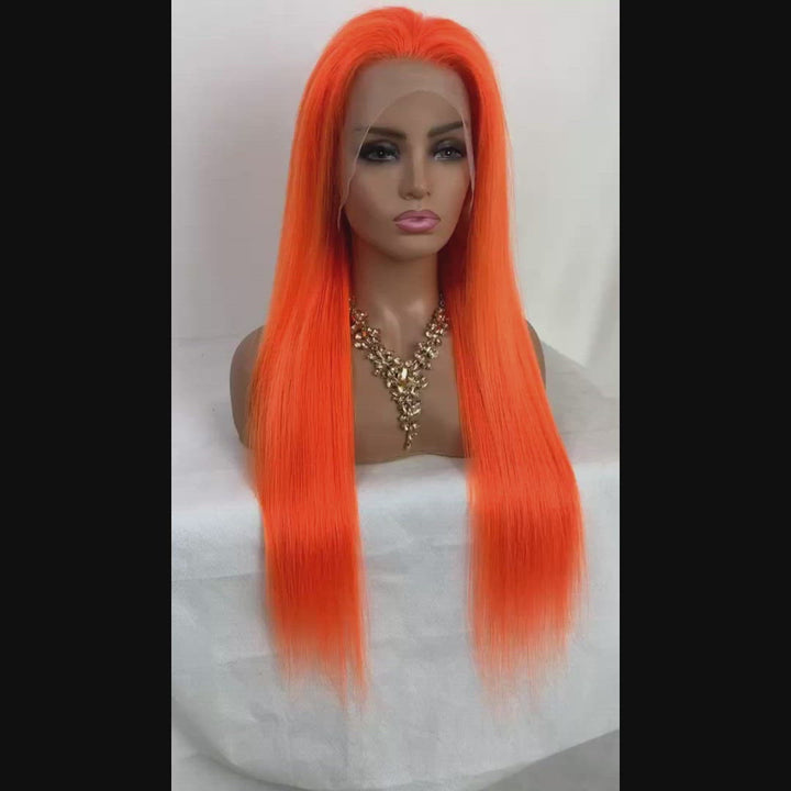 Light Orange Color Straight 13X4/4X4/T-part Lace Frontal Wig EverGlow Human Hair
