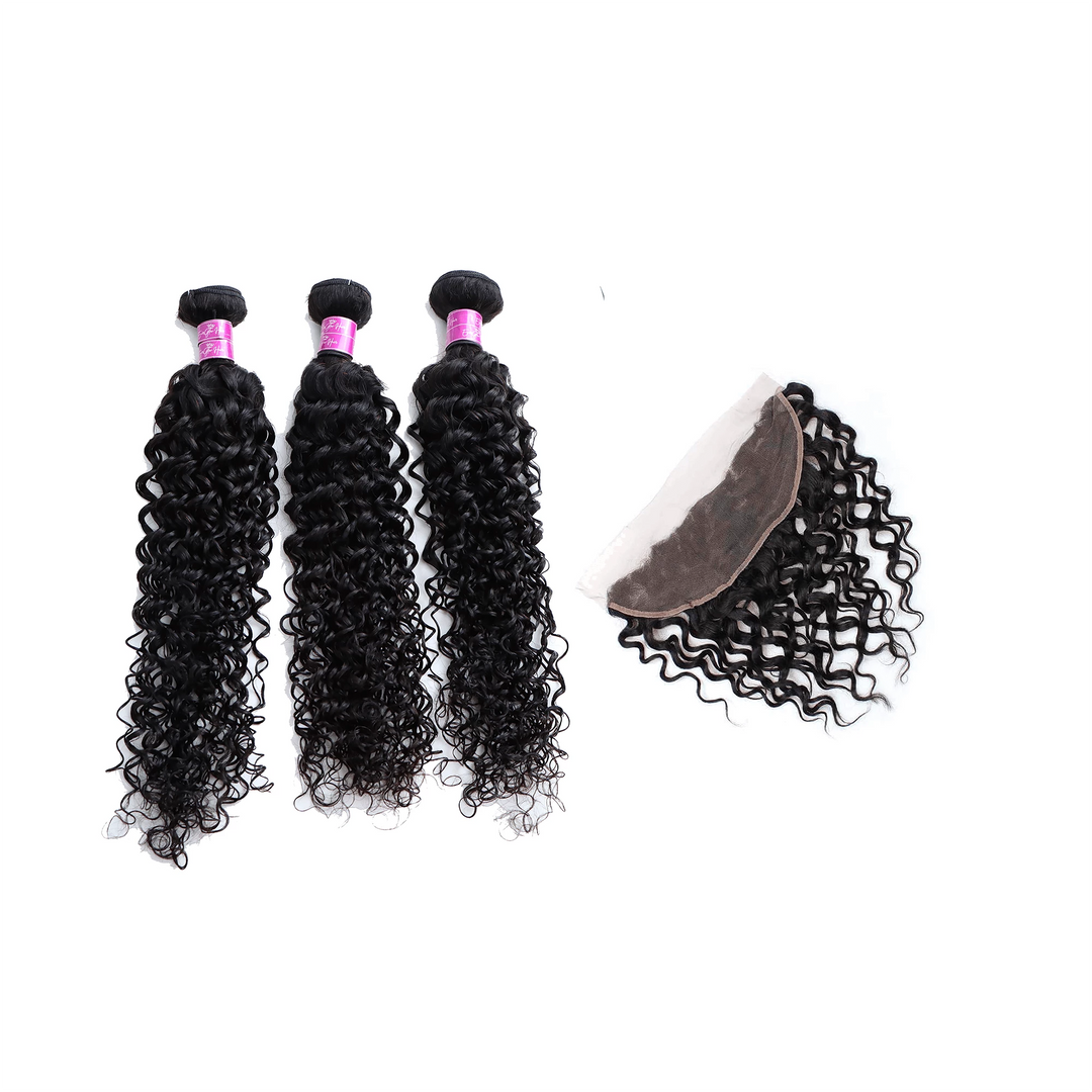 Water Wave 3 Bundles with 13*4 Lace Frontal Brazilian Unprocessed Virgin Human Hair 10A Grade